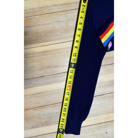 Style & Co‎ | Navy Rainbow Colorful Soft Cotton Hooded Sweatshirt w/ Pocket, L - Picture 9 of 9